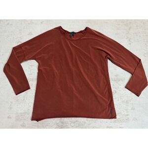 Oska Womens Rust Brown Cotton Blend Long Sleeve Oversized Top Size 1